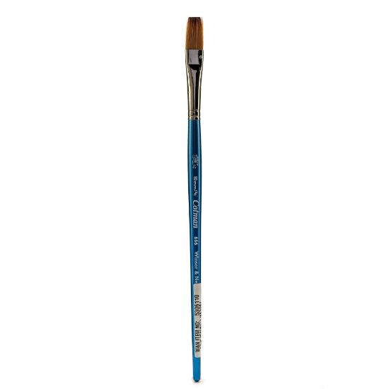 Picture of Winsor & Newton Cotman Watercolor Paint Brush 666, 3/8in, One-Stroke Flat Bristle, Synthetic, Blue