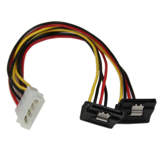 Picture of StarTech.com 12in LP4 to 2x Right Angle Latching SATA Power Y Cable Splitter - 4 Pin LP4 to Dual SATA