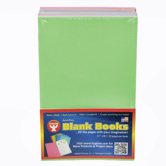 Picture of Hygloss Mighty Brights Blank Paperback Books, 5in x 8in, 32 Pages (16 Sheets), Assorted Colors, Pack Of 20