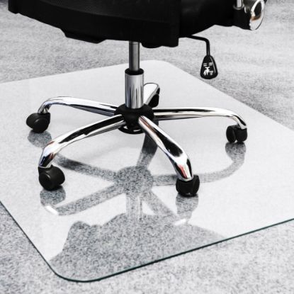 Picture of Floortex Glaciermat Heavy Duty Glass Chair Mat for Hard Floors & Carpets - 48in x 60in - Crystal Clear Rectangular Glass Chair Mat For Hard Floor and All Carpet Piles - 60in L x 48in W x 0.2in D