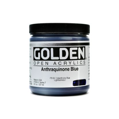 Picture of Golden OPEN Acrylic Paint, 8 Oz Jar, Anthraquinone Blue