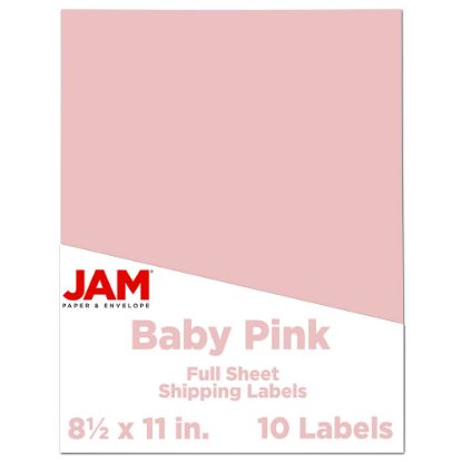 Picture of JAM Paper Full-Page Mailing And Shipping Labels, Rectangle, 8 1/2in x 11in, Baby Pink, Pack Of 10