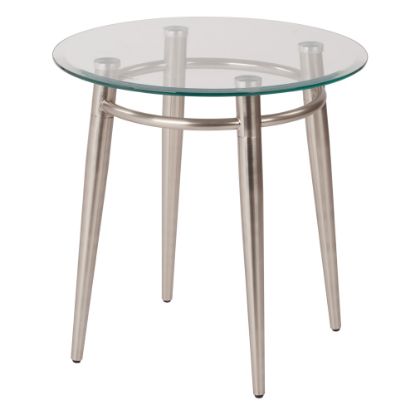 Picture of Ave Six Brooklyn Glass-Top Table With Metal Frame, Round Coffee Table, 20inH, Clear/Brushed Nickel