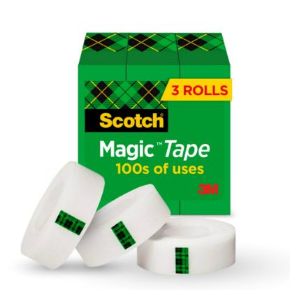 Picture of Scotch Magic Tape with Dispenser, Invisible, 3/4 in x 1000 in, 3 Tape Rolls, Home Office and School Supplies