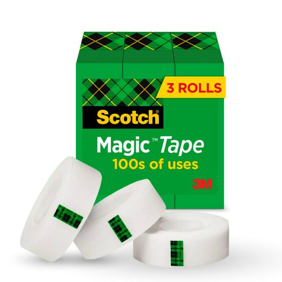 Picture of Scotch Magic Tape with Dispenser, Invisible, 3/4 in x 1000 in, 3 Tape Rolls, Home Office and School Supplies