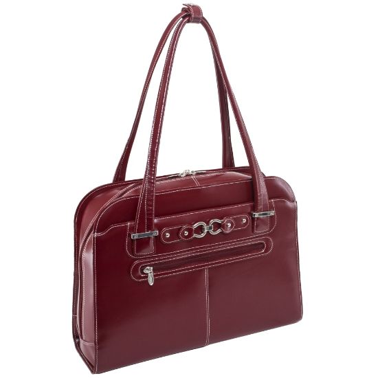 Picture of McKleinUSA Oak Grove Fly-Through Leather Checkpoint Friendly Ladies Briefcase For 15.4in Laptops, Red