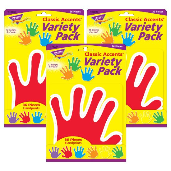 Picture of TREND Classic Accents, Handprints, 36 Accents Per Pack, Set Of 3 Packs