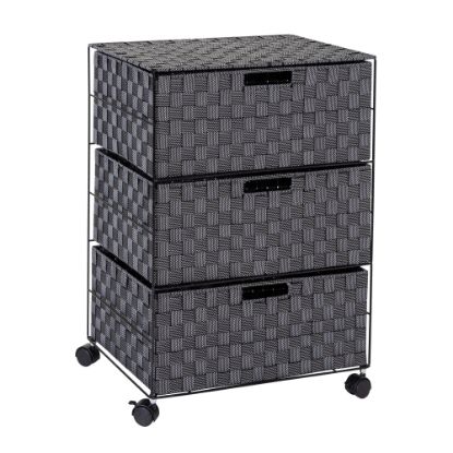 Picture of Honey Can Do 3-Drawer Woven Rolling Office Organizer, 26inH x 19-1/2inW x 13inD, Black