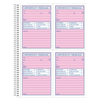 Picture of Adams Phone Message Book, 11in x 8 1/4in, 100 Pages, White/Canary Yellow