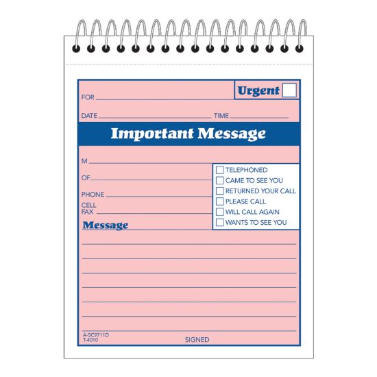 Picture of Adams "While You Were Out" Message Pad, 4 1/4in x 5 1/2in, 50 Sheets, Pink