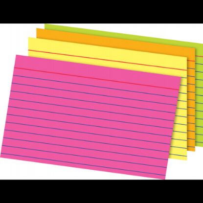 Picture of Office Depot Brand Glow Index Cards, 4in x 6in, Assorted Colors, Pack Of 100