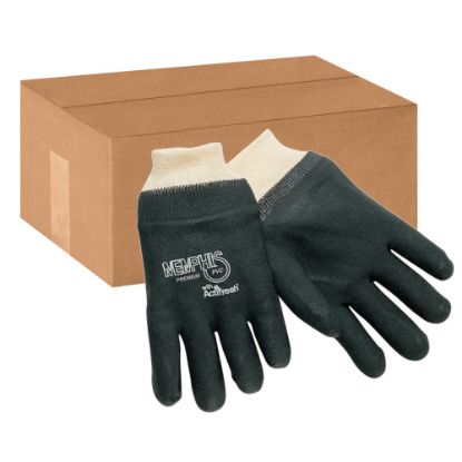 Picture of Memphis Glove Premium Double-Dipped PVC Gloves, One Size, Black, Pack Of 12 Pairs