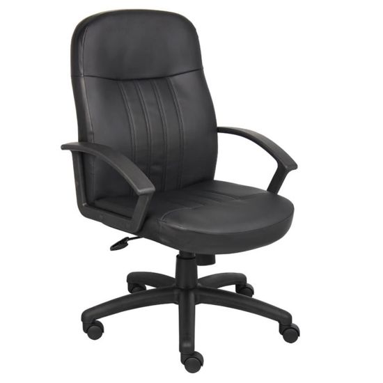 Picture of Boss Office Products Ergonomic Mid-Back Leather Chair, Black