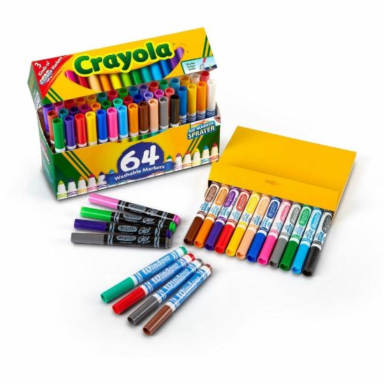 Picture of Crayola Washable Markers, Set Of 64 Markers, Conical Point, Assorted Colors