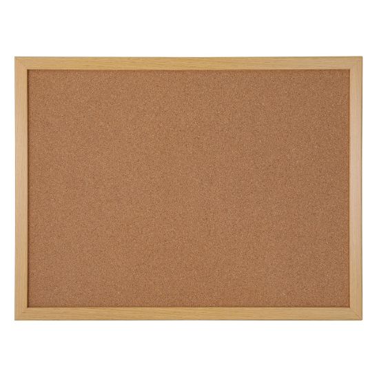 Picture of Office Depot Brand Cork Bulletin Board, 18in x 24in, Wood Frame With Light Oak Finish