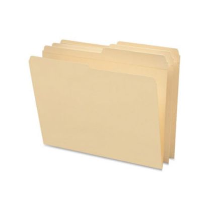 Picture of Smead 1/2 Tab Cut Letter Recycled Top Tab File Folder - 8 1/2in x 11in - 3/4in Expansion - Top Tab Location - Assorted Position Tab Position - Manila - 10% Recycled - 100 / Box