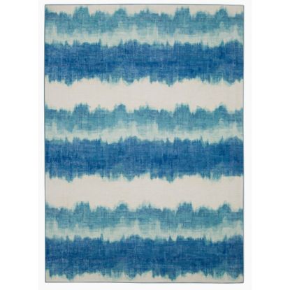 Picture of Linon Washable Outdoor Area Rug, Weston, 3ft x 5ft, Ivory/Blue