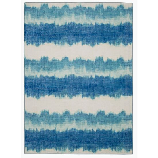 Picture of Linon Washable Outdoor Area Rug, Weston, 3ft x 5ft, Ivory/Blue