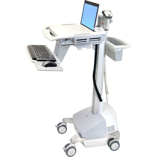 Picture of Ergotron StyleView EMR Laptop Cart, SLA Powered - 18 lb Capacity - 4 Casters - Zinc Plated Steel, Plastic, Aluminum - 18.3in Width x 50.5in Height - Gray, White, Polished Aluminum