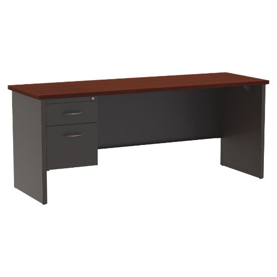 Picture of WorkPro Modular 72inW x 24inD Left-Pedestal Computer Desk, Charcoal/Mahogany