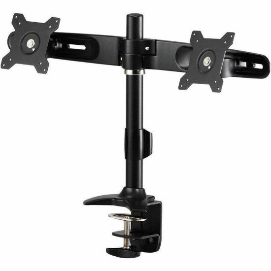 Picture of Amer Mounts Clamp Based Dual Monitor Mount for two 15in-24in LCD/LED Flat Panel Screens - Supports up to 26.5lb monitors, +/- 20 degree tilt, and VESA 75/100