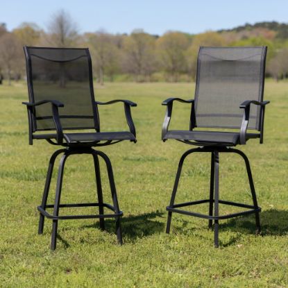 Picture of Flash Furniture Valerie Patio Bar Stools, Black, Set Of 2 Stools