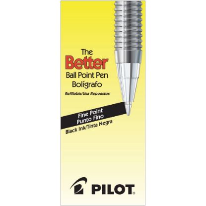 Picture of Pilot Better Ballpoint Pens, Fine Point, 0.7 mm, Black Barrel, Black Ink, Pack Of 12