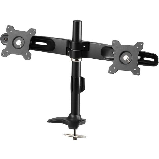 Picture of Amer Mounts Grommet Based Dual Monitor Mount for two 15in-24in LCD/LED Flat Panel Screens - Supports up to 26.5lb monitors, +/- 20 degree tilt, and VESA 75/100