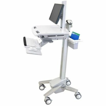 Picture of Ergotron StyleView Cart with LCD Pivot - 35 lb Capacity - 4 Casters - Aluminum, Plastic, Zinc Plated Steel - 18.3in Width x 50.5in Height - White, Gray, Polished Aluminum24in Screen Supported