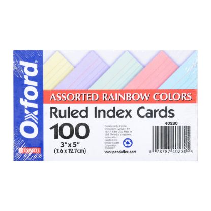 Picture of Oxford Index Cards, Ruled, 3in x 5in, Assorted Pastels, Pack Of 100