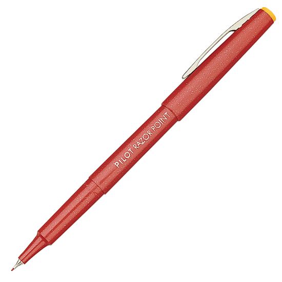 Picture of Pilot Razor Point Pens, Extra-Fine Point, 0.3 mm, Red Barrel, Red Ink, Pack Of 12 Pens