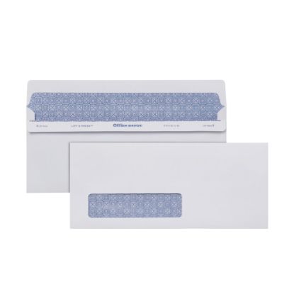 Picture of Office Depot Brand #10 Lift & Press Premium Security Envelopes, Left Window, Self Seal, 100% Recycled, White, Box Of 250