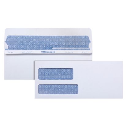 Picture of Office Depot Brand #9 Lift & Press Premium Security Envelopes, Double-Window, Self Seal, 100% Recycled, White, Box Of 500