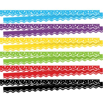 Picture of Barker Creek Double-Sided Scalloped-Edge Border Strips, 2 1/4in x 36in, Happy, 13 Strips Per Pack, Set Of 6 Packs