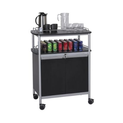 Picture of Safco Mobile Beverage Cart, 43inH x 33 1/2in W x 21 3/4in D, Black/Silver