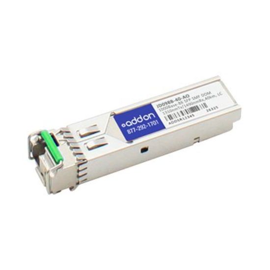 Picture of AddOn - SFP (mini-GBIC) transceiver module (equivalent to: HP JD098B, HP 0231A11U) - GigE - 1000Base-BX - LC single-mode - up to 24.9 miles - 1310 (TX) / 1490 (RX) nm - TAA Compliant