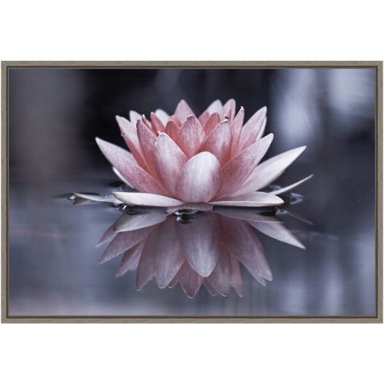 Picture of Amanti Art Padmasana (Lotus Flower) by Fabien Bravin Framed Canvas Wall Art Print, 23in x 16in, Graywash