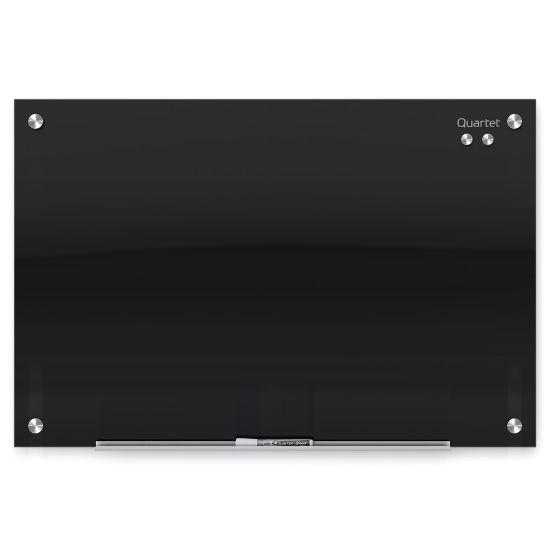 Picture of Quartet Infinity Tempered Glass Unframed Non-Magnetic Dry-Erase Whiteboard Magnetic Glass Marker Unframed Whiteboard, 36in x 48in, Black