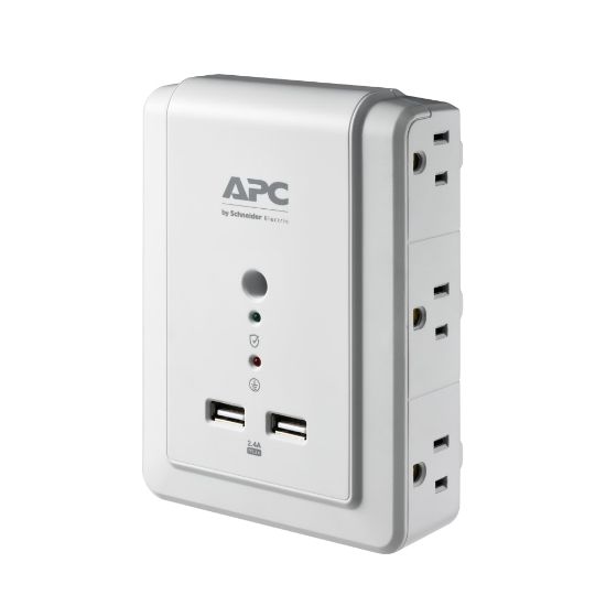 Picture of APC SurgeArrest 6-Outlet 2-USB Wall-Mounted Surge Protector, White, P6WU2