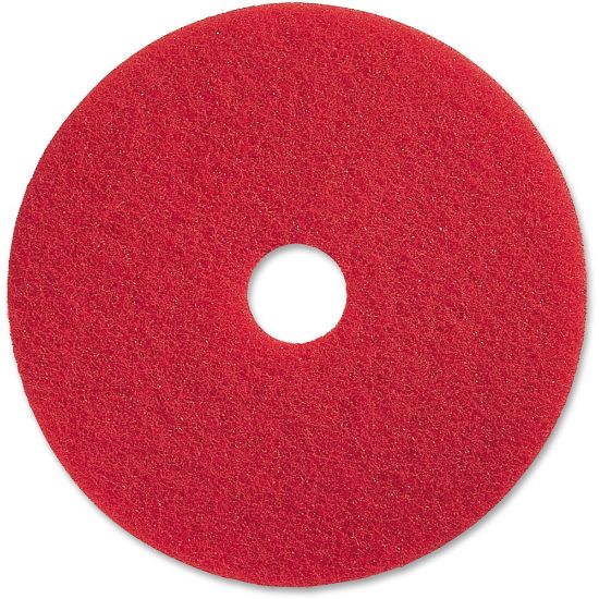 Picture of Genuine Joe Red Buffing Floor Pad - 19in Diameter - 5/Carton x 19in Diameter x 1in Thickness - Buffing, Scrubbing, Floor - 175 rpm to 350 rpm Speed Supported - Flexible, Resilient, Rotate, Dirt Remover - Fiber - Red