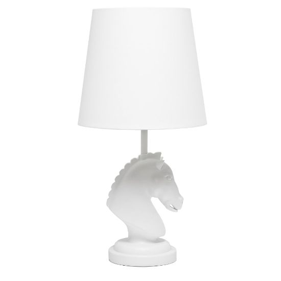 Picture of Simple Designs Decorative Chess Horse Table Lamp, 17-1/4inH, White/White