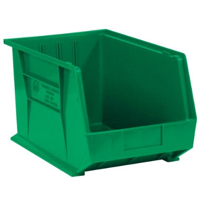 Picture of Partners Brand Plastic Stack & Hang Bin Boxes, Medium Size, 16in x 11in x 8in, Green, Pack Of 4