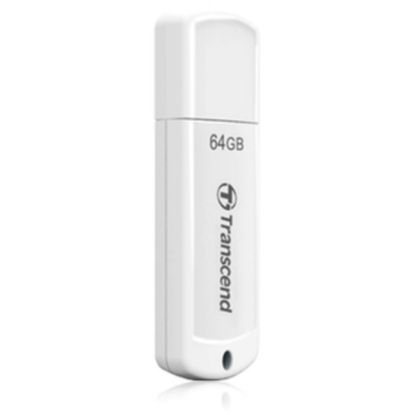 Picture of Transcend 64GB JetFlash 370 USB 2.0 Flash Drive - 64 GB - USB 2.0 - White - Lifetime Warranty