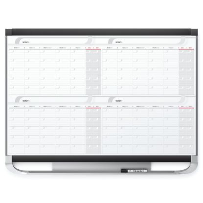 Picture of Quartet Prestige 2 Magnetic 4 Month Calendar Dry-Erase Whiteboard, 36in x 24in, Aluminum Frame With Graphite Finish