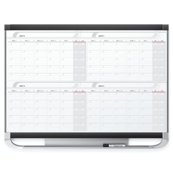 Picture of Quartet Prestige 2 Magnetic 4 Month Calendar Dry-Erase Whiteboard, 36in x 24in, Aluminum Frame With Graphite Finish