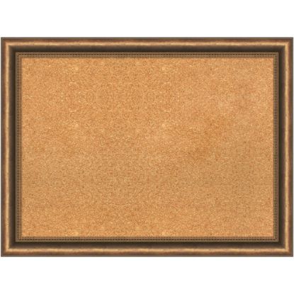 Picture of Amanti Art Manhattan Narrow Non-Magnetic Cork Bulletin Board, 32in x 24in, Natural, Bronze Wood Frame