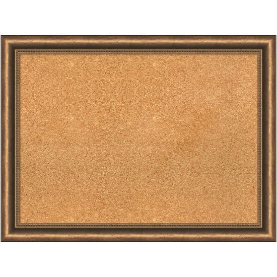 Picture of Amanti Art Manhattan Narrow Non-Magnetic Cork Bulletin Board, 32in x 24in, Natural, Bronze Wood Frame