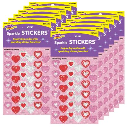 Picture of Trend Sparkle Stickers, Shimmering Hearts, 72 Stickers Per Pack, Set Of 12 Packs