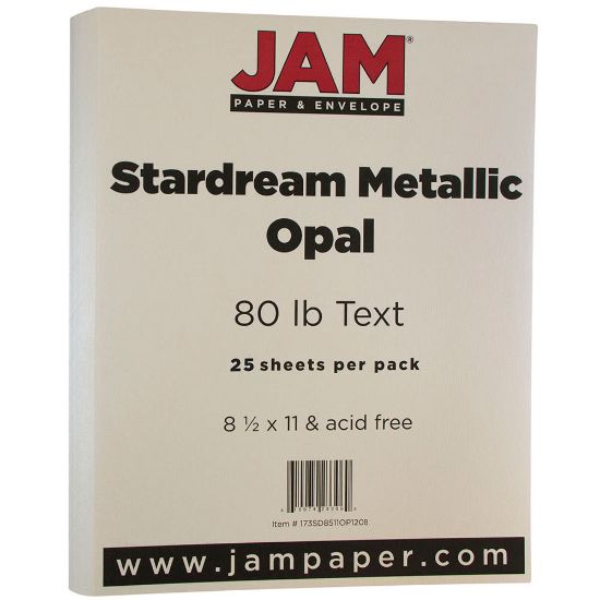 Picture of JAM Paper Color Multi-Use Card Stock, Opal Ivory Stardream, Letter (8.5in x 11in), 80 Lb, Pack Of 25