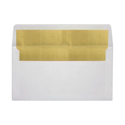 Picture of LUX Photo Greeting Foil-Lined Invitation Envelopes, A7, Peel & Stick Closure, White/Gold, Pack Of 50